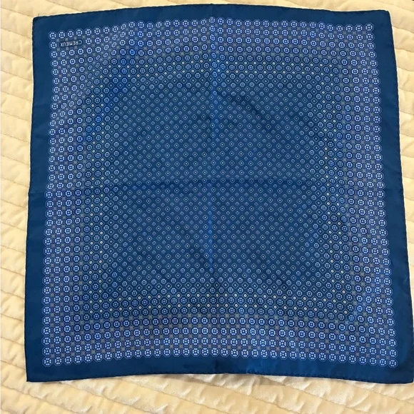 Daniel Cremieux Blue Patterned Pocket Square Silk - Picture 4 of 4